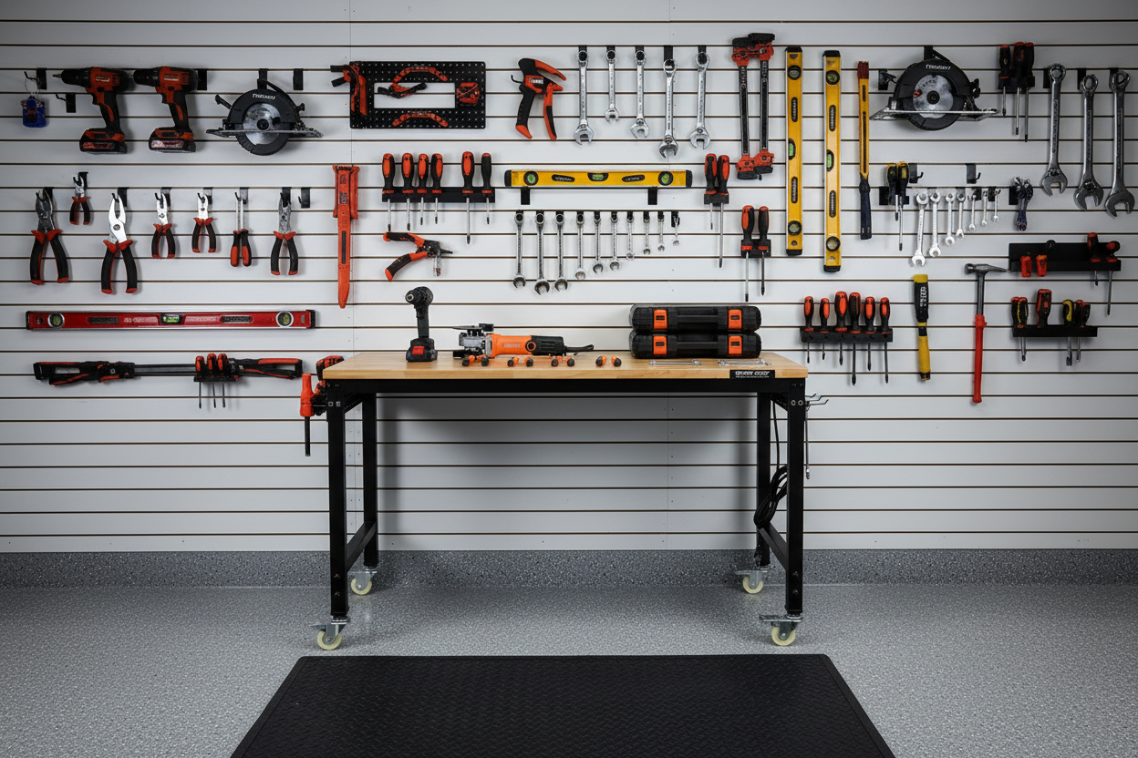 48-Inch Workbench - White Slatwall Garage Hero Shot