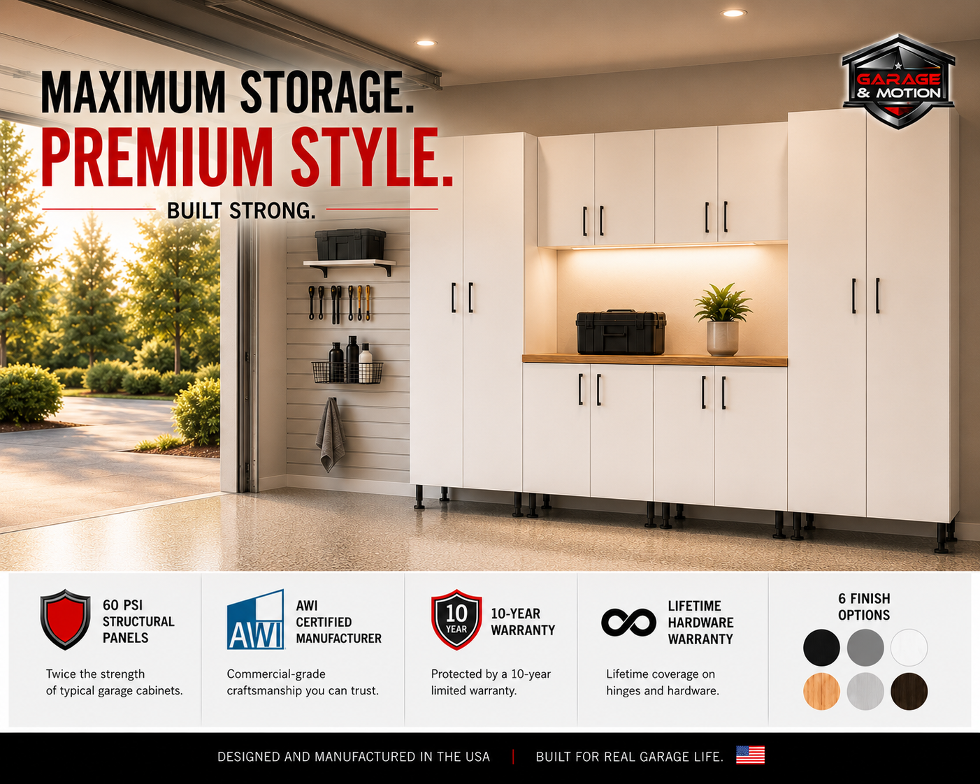 GM-Atlas Premium Garage Cabinets - 7pc - Classic White