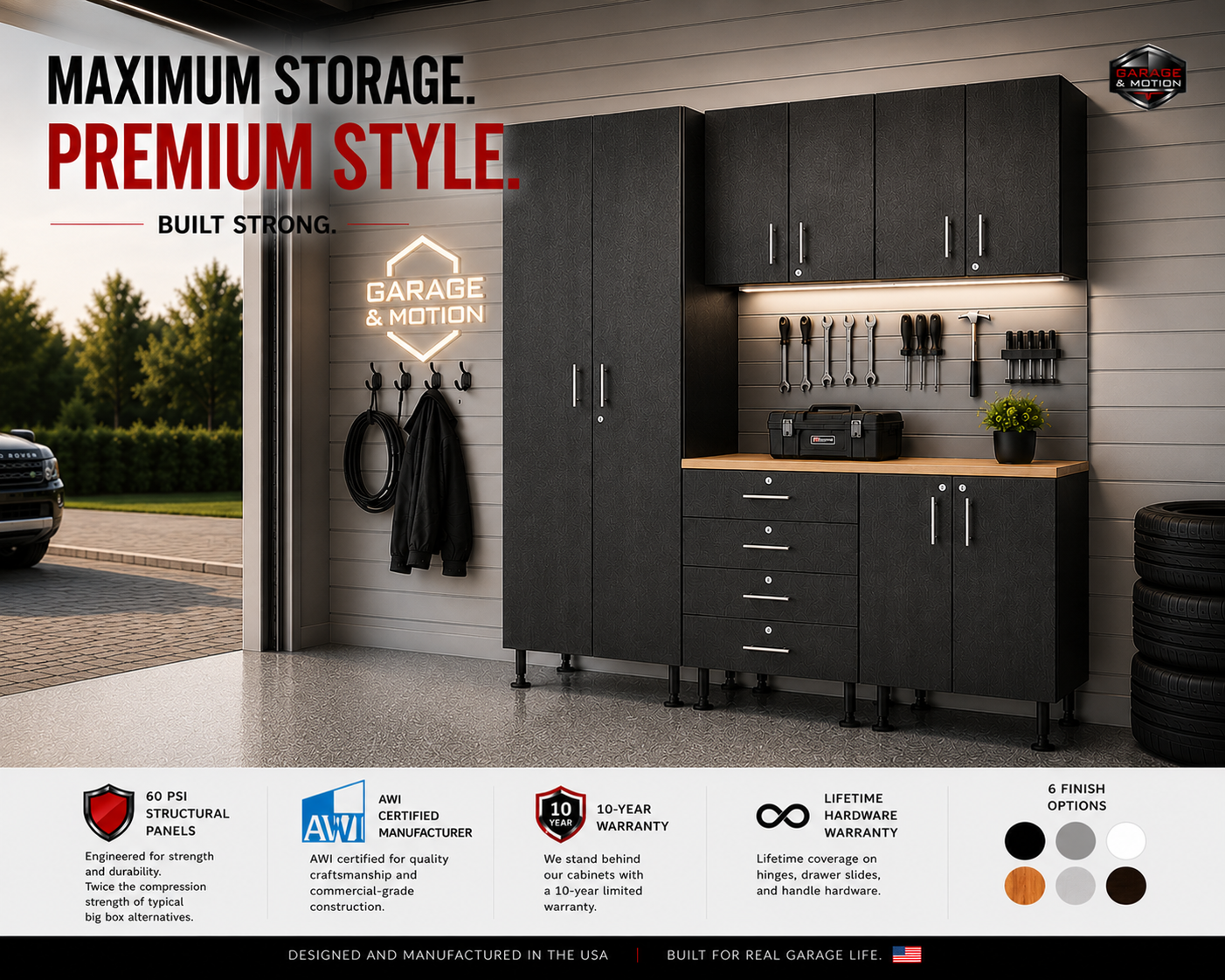 GM-Atlas Premium Garage Cabinets- 6 pc -Frozen Carbon