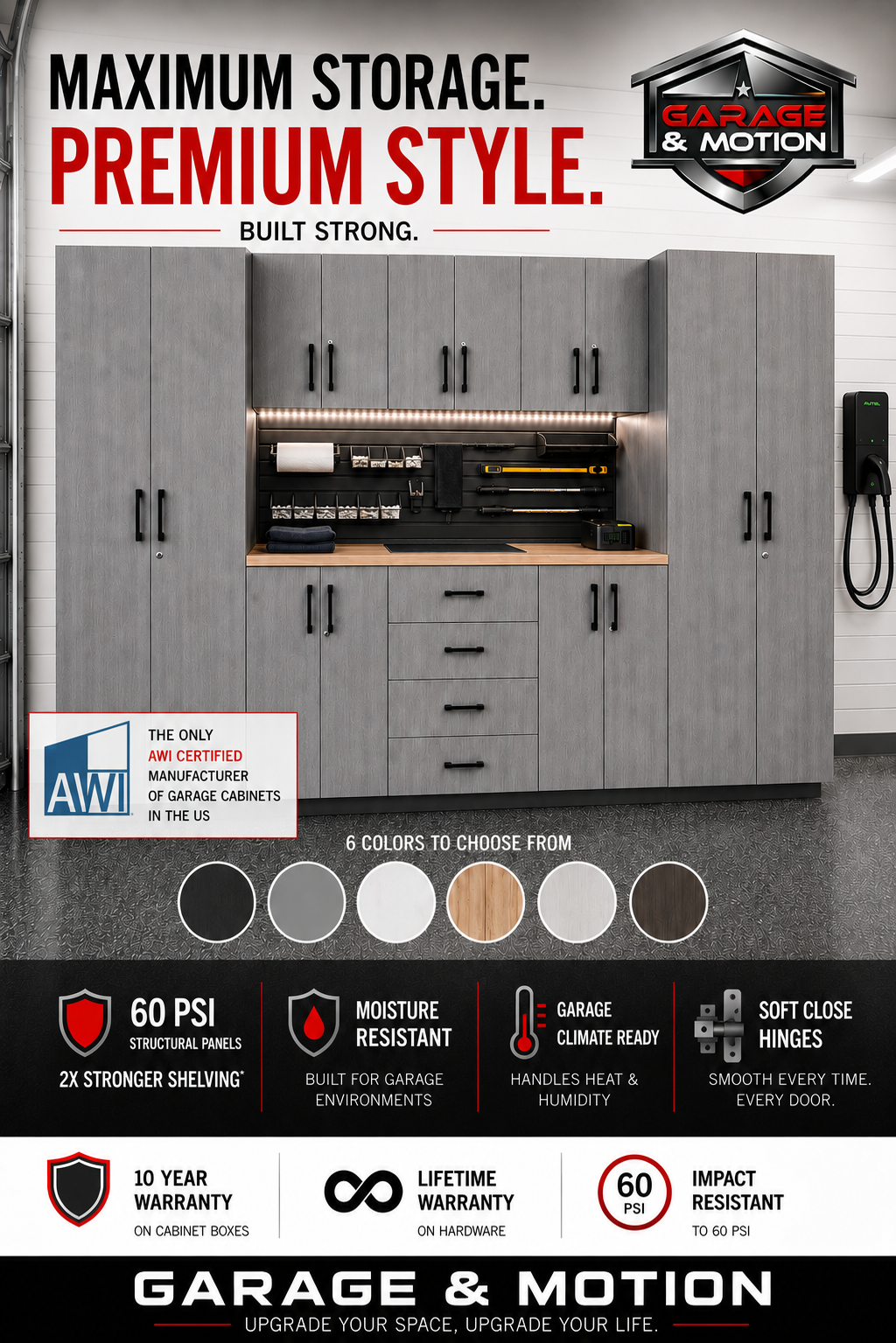 GM - Atlas Premium Garage Cabinets - 9 pc Classic Fog