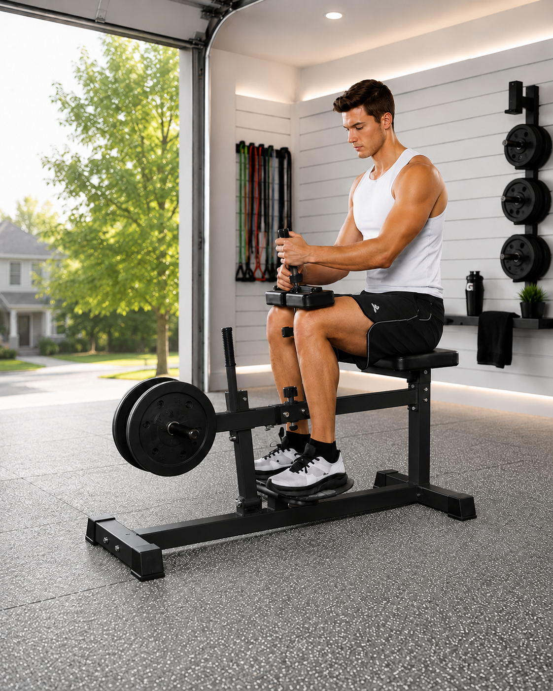 🥈 Adjustable Steel Seated Calf Raise, Black