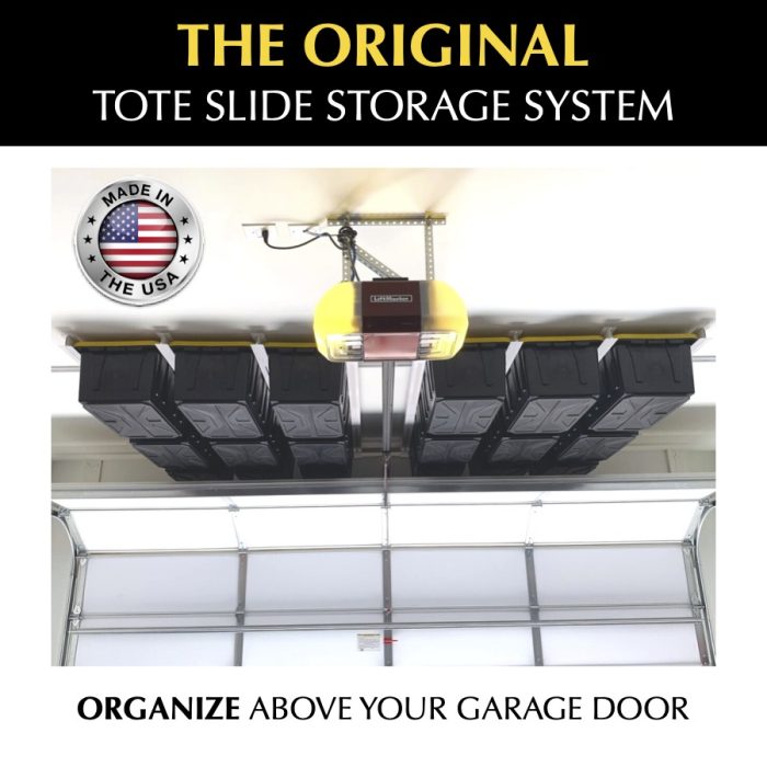 E-Z Glide Tote Slide Pro — Overhead Garage Bin Storage | Free Shipping