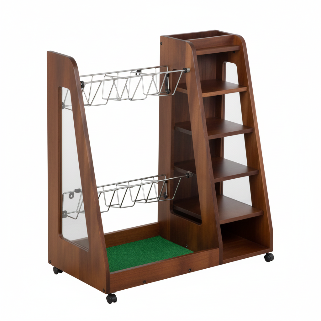 Brown Golf Bag Organizer with Turf Base - Clean Studio Shot