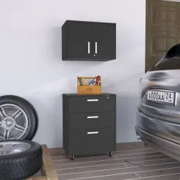 G&M 2-Piece Garage Cabinet Set - Wall & Base Storage