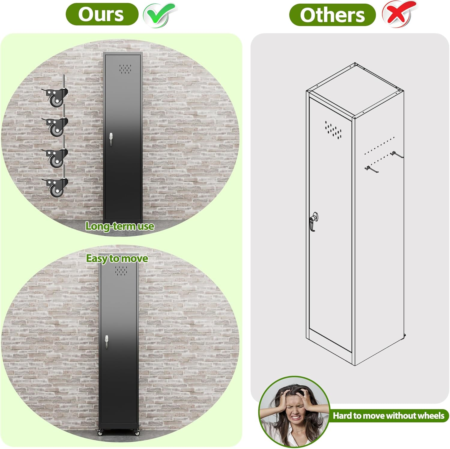 Lockable Storage Cabinet With Wheels,