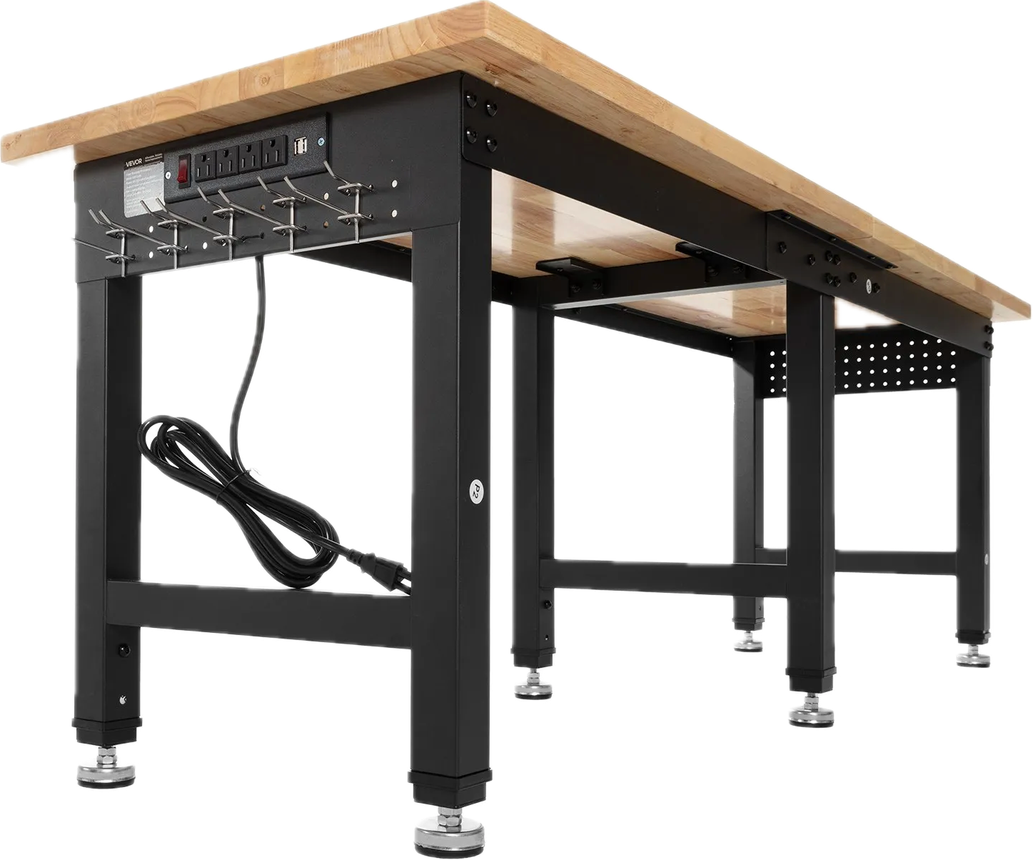 EXTRA LARGE -96 x 24 Inch  Wood Top Workstation with 4 AC Outlets & 2 USB. -Free Shipping