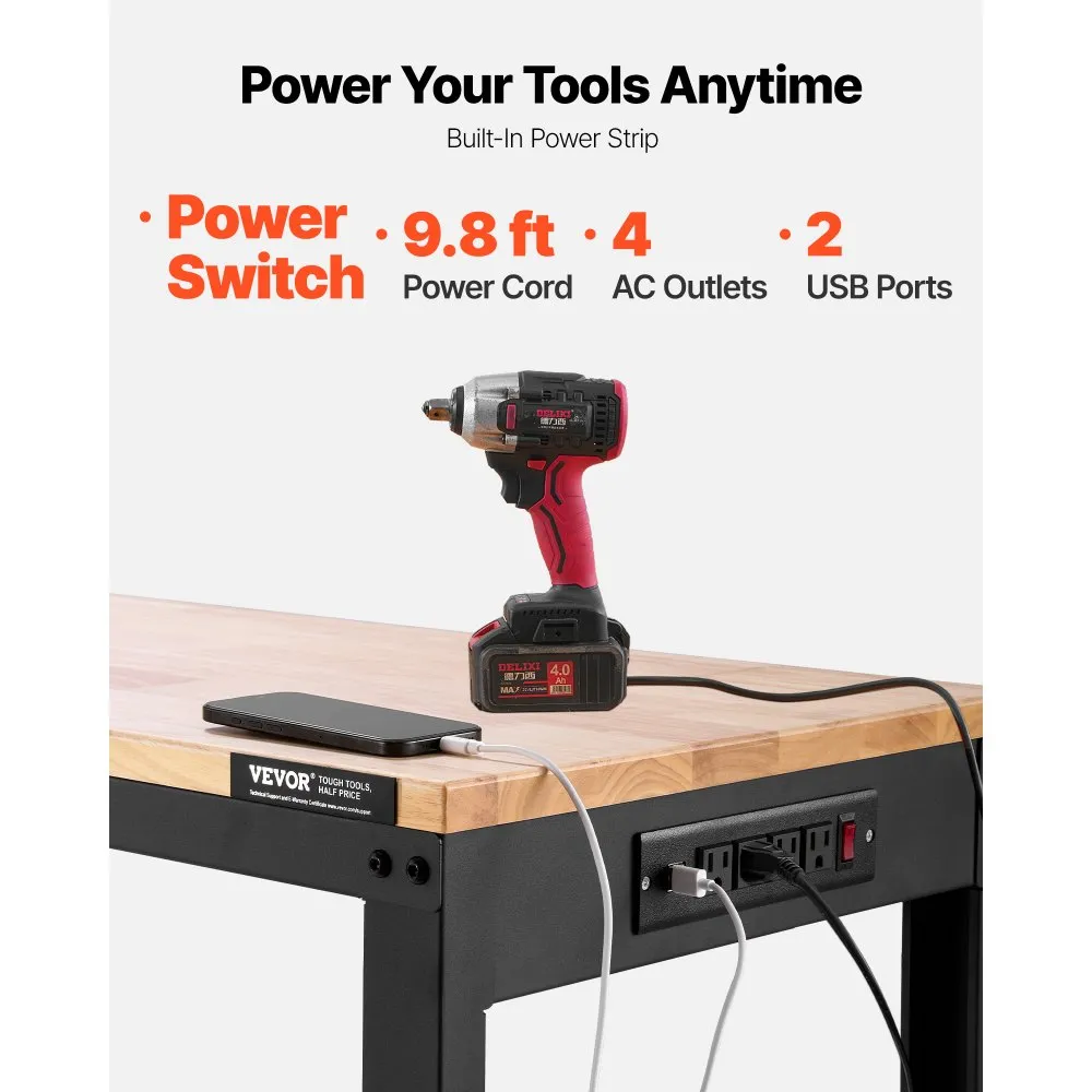 Adjustable Workbench, 2000 lbs Capacity 61"x20". Free Shipping
