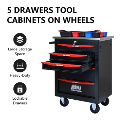 5 Drawers Multifunctional Tool Cart With Wheels