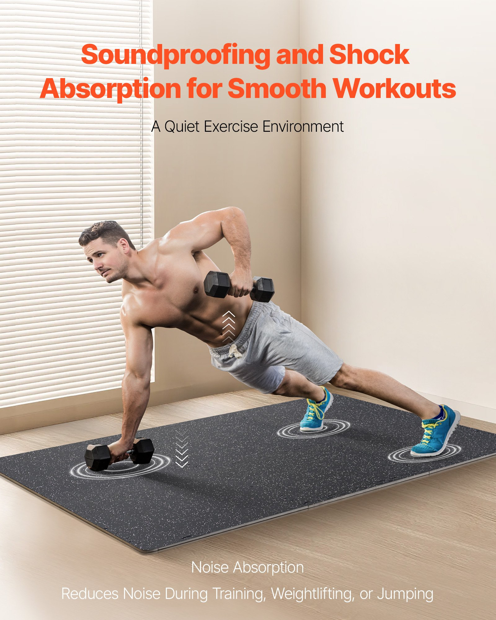 🥇 Thick Gym Floor Mats, 12 Tiles 25" X 25". .  FREE SHIPPING