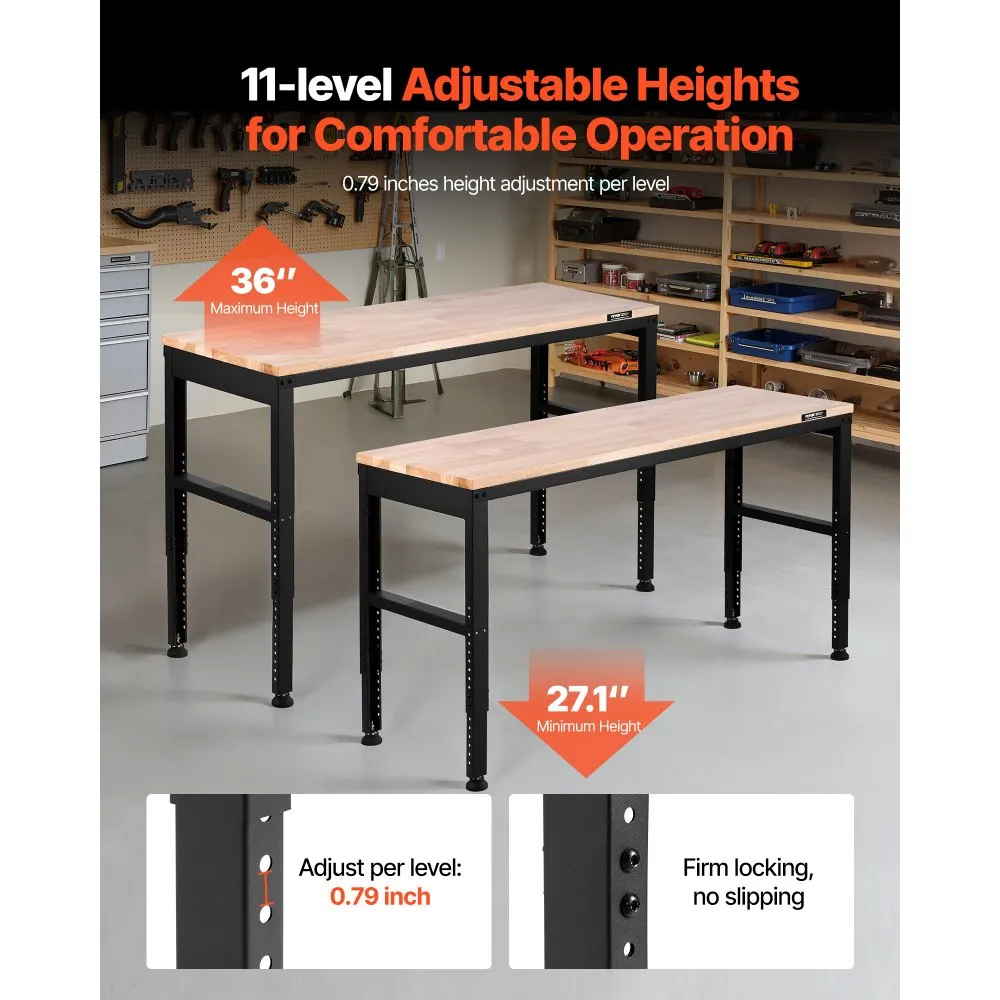 Adjustable Workbench, 2000 lbs Capacity 61"x20". Free Shipping