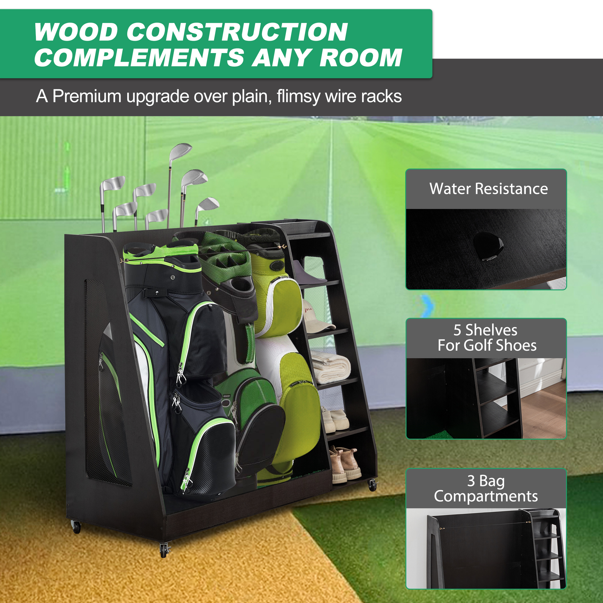 Wooden Golf Bag Storage Rack FREE SHIPPING