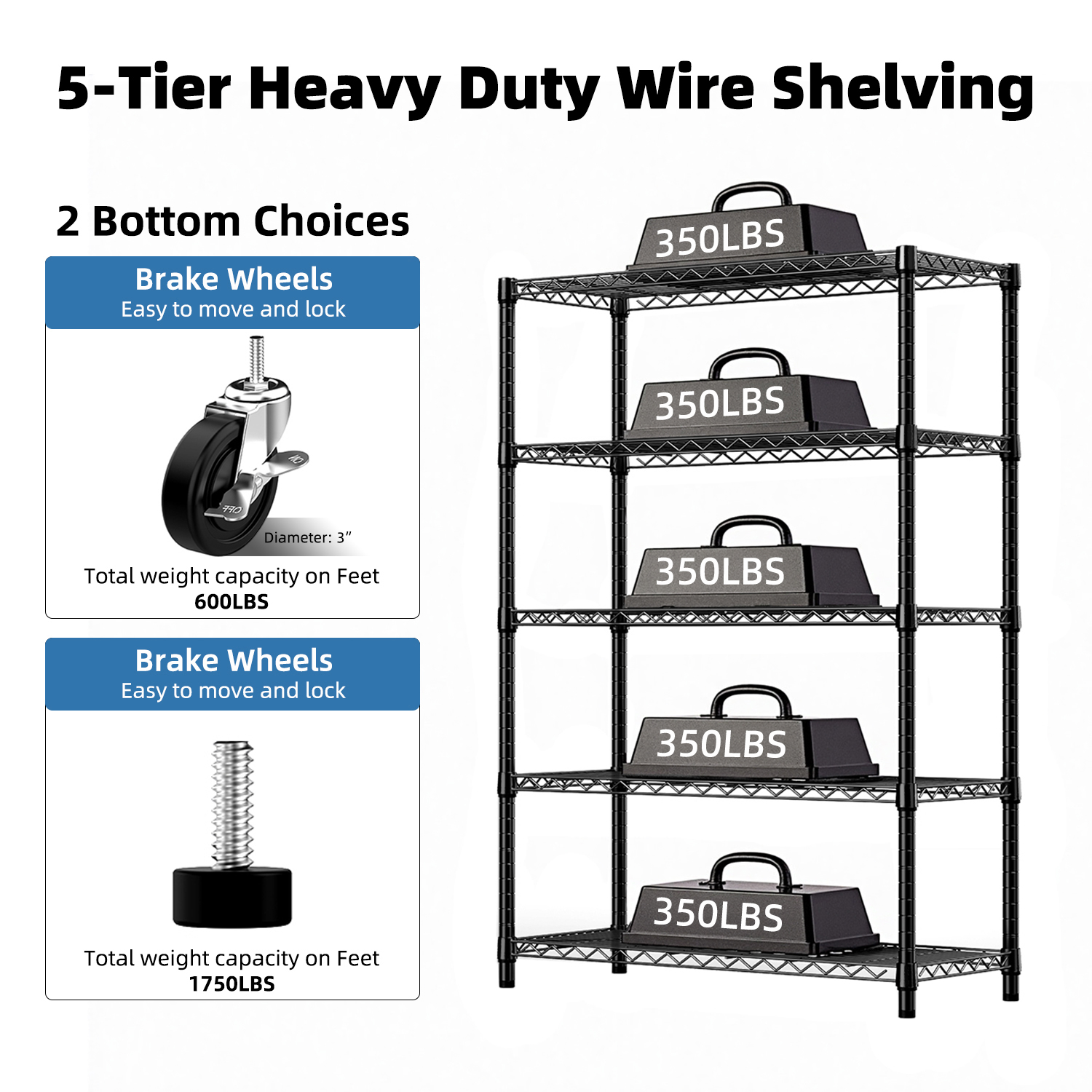 5-Shelf -Storage Shelves,Wire Shelving Heavy Duty Metal Storage FREIGHT INCLUDED