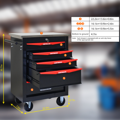 5 Drawers Multifunctional Tool Cart With Wheels