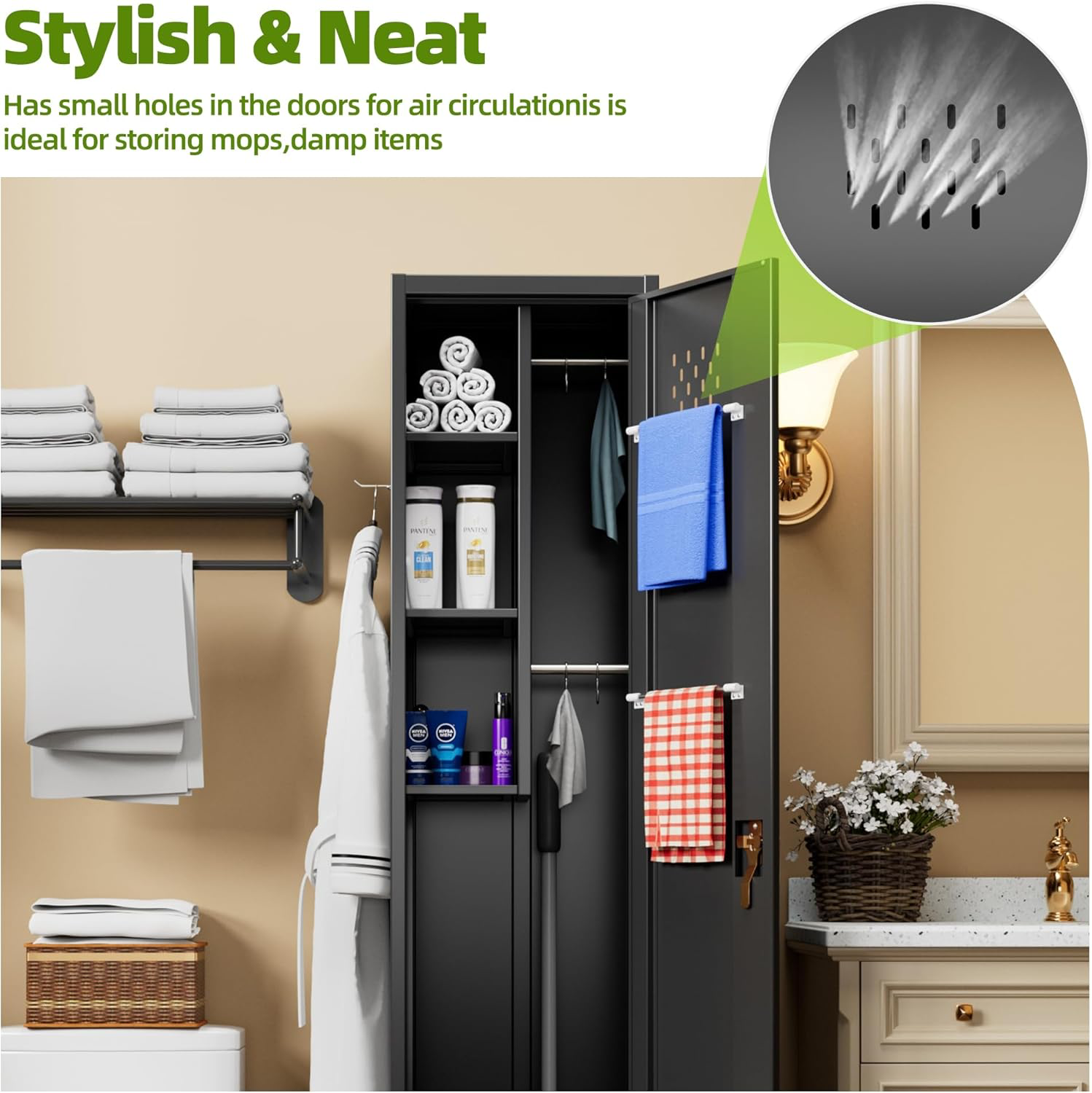 Lockable Storage Cabinet With Wheels,