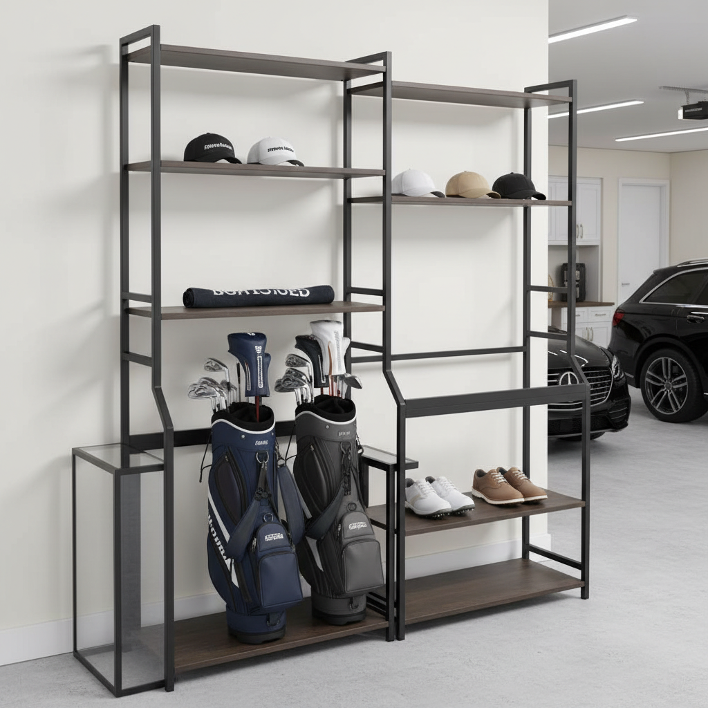 🥈 Multi-Sport Garage Storage Organizer - 2 Golf Bag Stand