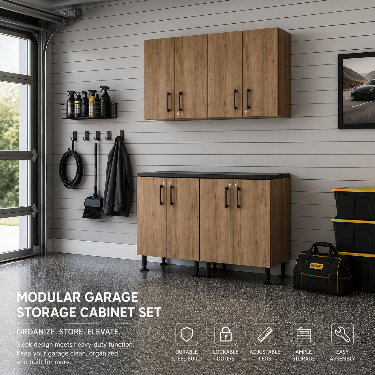 GM - Atlas Premium Garage Cabinets - 9 pc Classic Fog
