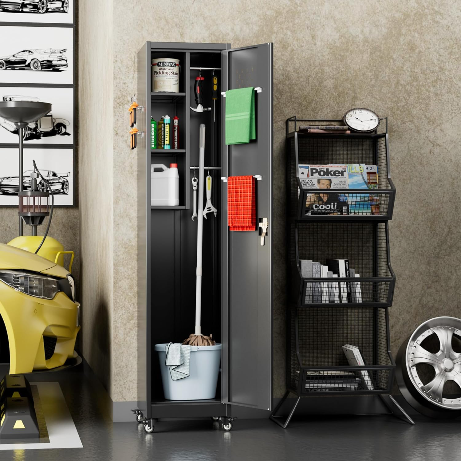 Lockable Storage Cabinet With Wheels,