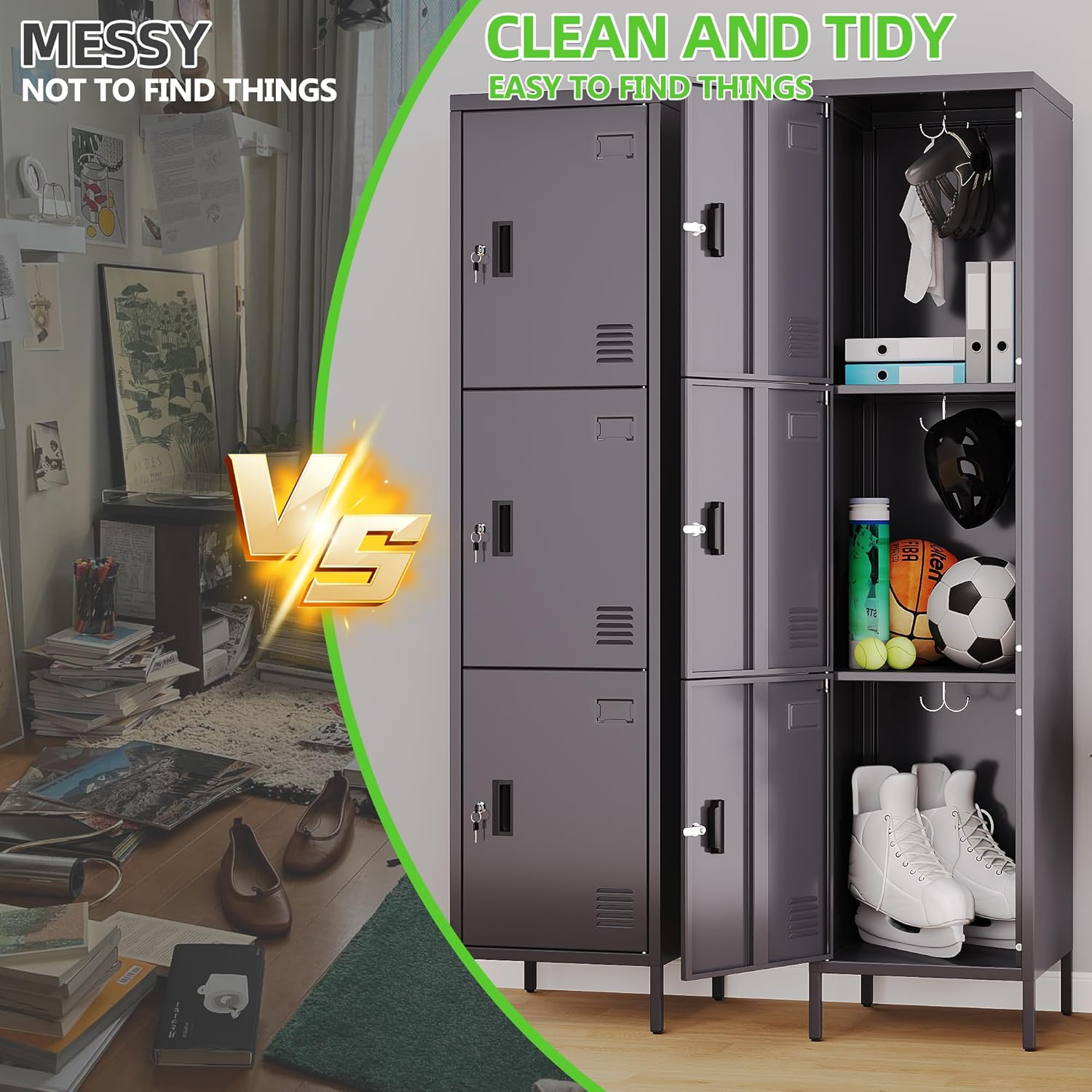 Metal Locker With Hooks And Ventilation Holes,Metal Storage  Free Freight