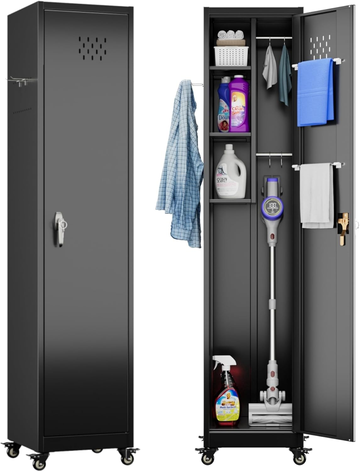 Lockable Storage Cabinet With Wheels,