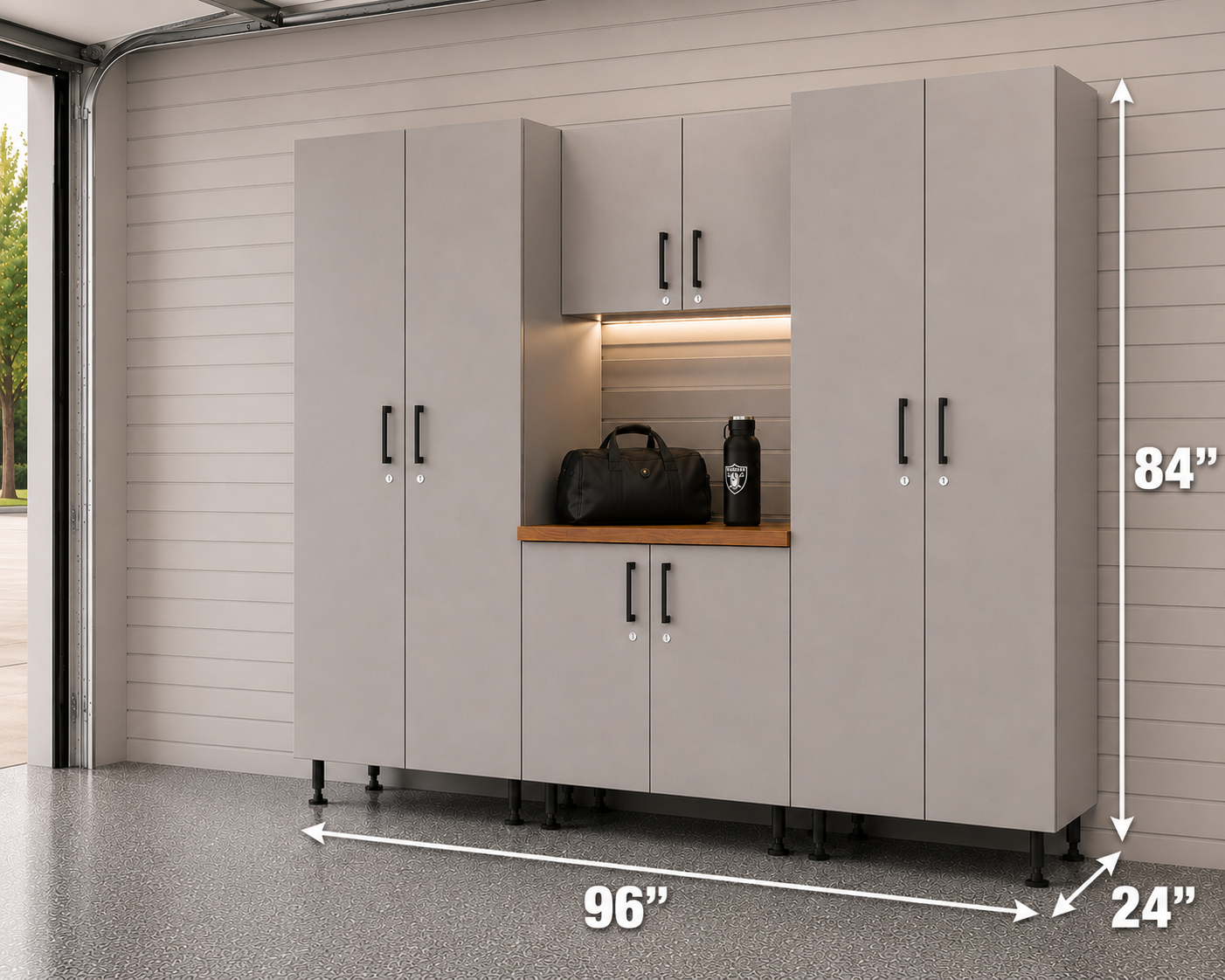 GM-Atlas Premium Garage Cabinet System — 5-Piece | Classic Fog