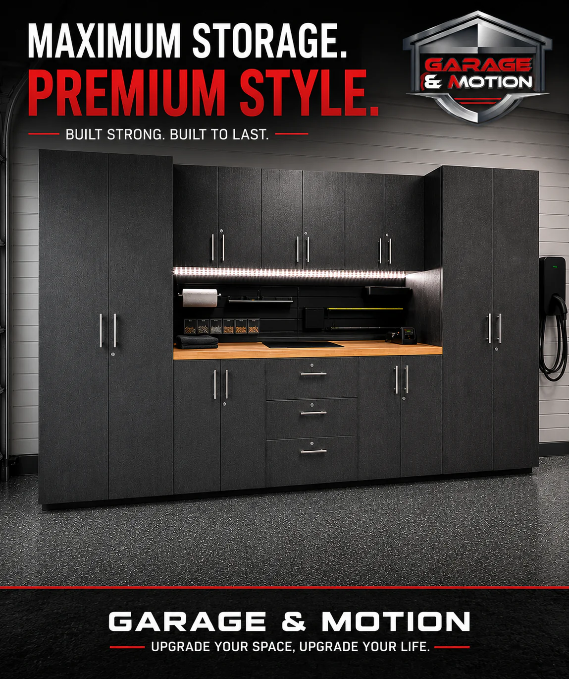 GM-Atlas Premium Garage Cabinet System — 9-Piece | Carbon Frozen