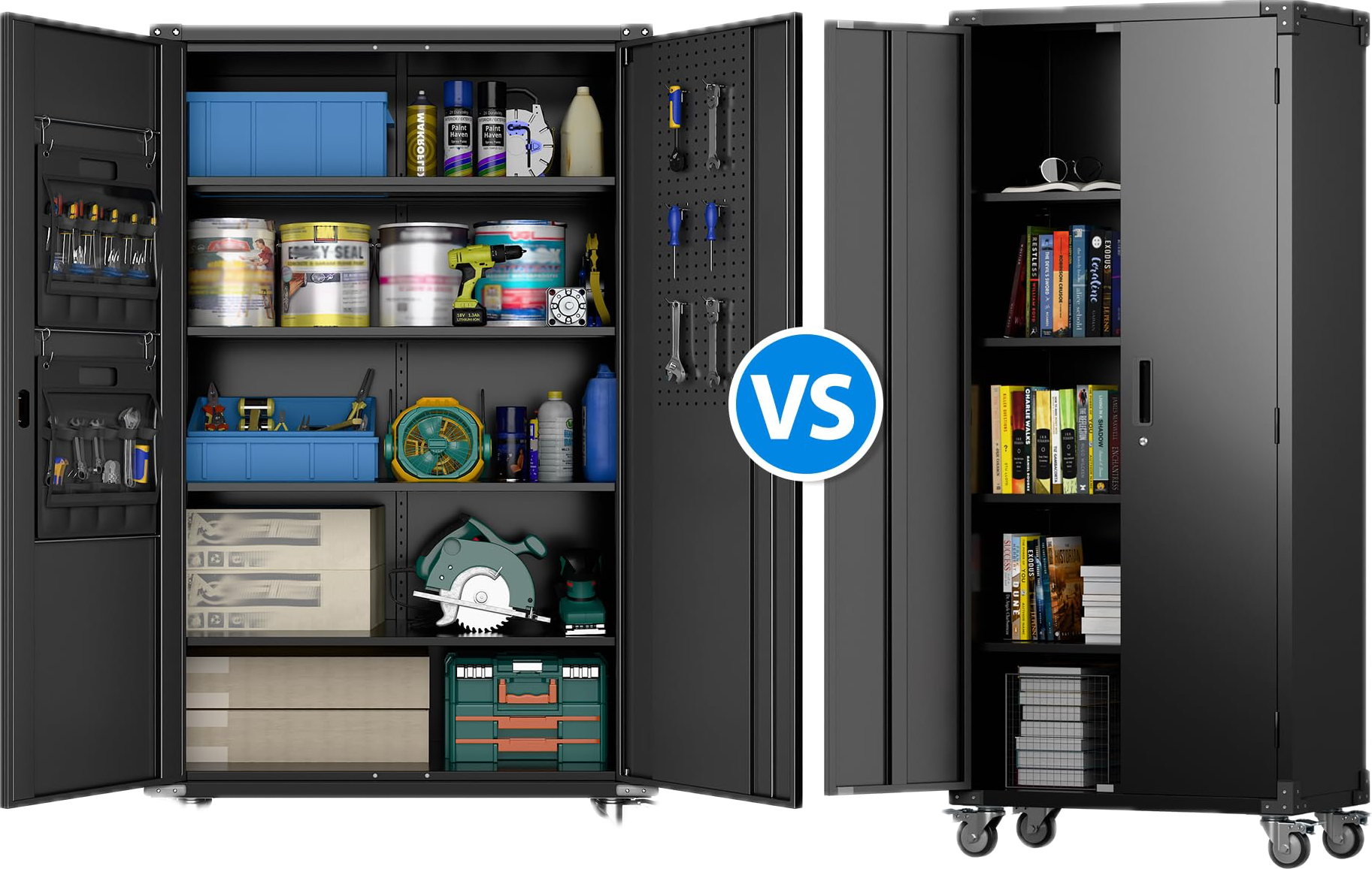 Upgraded Wide & Deep Garage Storage Cabinet With Wheels. FREE FREIGHT