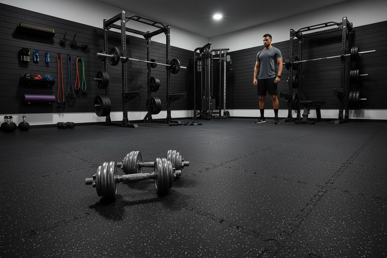 Thick Black Gym Floor Mats - Hero Shot
